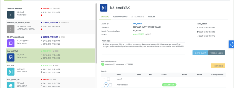 Alarm table split view EN
